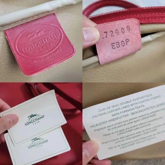 Longchamp Vintage overnight / weekender bag, Red Calfskin Leather One Size - Picture 8 of 12